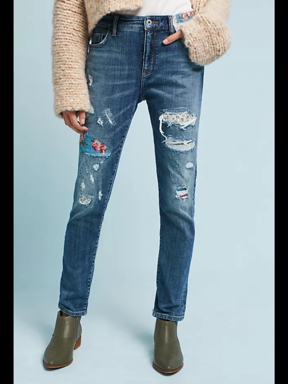 Anthropologie Pilcro an the Letterpress Slim Boyfriend Jeans Patchwork